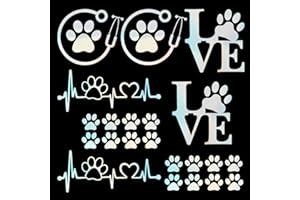 GORGECRAFT 4 Estilo Colorido Láser Reflectante Cachorro Pata Impresión Coche Adhesivo Adhesivo Impermeable Amor con Pata Estetoscopio Pegatina para Emblema Calcomanía Taza Parachoques Motos Equipaje