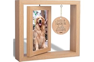 GUANKE Dog Memorial Picture Frame - Dog Memorial Gifts, Pet Loss Gifts, Loss of Dog Sympathy Gift, Pet Memorial Gifts for Women. Wooden Rotating Pet Memorial Picture Frame 4 X 6 (Pet-02)