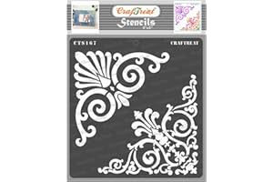 CrafTreat Ornate Stencils for Painting on Wood, Canvas, Paper, Fabric, Floor, Wall and Tile - Ornate Corners - 6x6 Inches - Reusable DIY Art and Craft Stencils - Corner Art Stencils