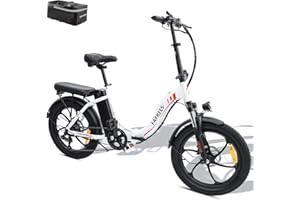 ‎FAFREES Fafrees F20 [ Offiziell ] Fatbike E-Bike Klapprad 20 Zoll mit 36V 16AH abnehmbarem Akku für Pendeln, E Bike Klappbar Damen 250W, 25km/h E Mountainbike Herren Shimano 7 150kg, Ebike Citybike Bremslicht