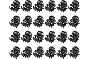 Hanyousheng Pinces à Cheveux, 24 Pièces Mini Pinces à Griffes, Griffes à Cheveux En Acrylique Forte Tenue, Petits Clips Antidérapantes, Pour Filles Et Femmes(Noir)