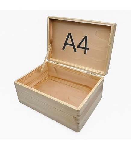 LAUBLUST Houten kist met deksel - 40x30x14cm, naturel, FSC® - Multifunctionele doos zonder handgrepen - Opbergdoos | Geheugenbox | Ambachtelijke en geschenkdoos