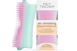 Tangle Teezer | Pet Teezer | Cepillo de pelo y aseo para perros | Cepillo seco o cepillo de baño para perros | Menta y rosa
