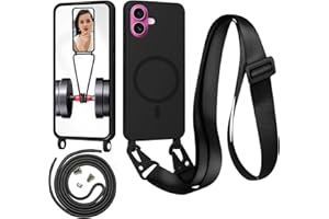 Beajew Handykette für iPhone 16 Plus Hülle mit Band [Kompatibel mit Magsafe] Flüssig Silikon Necklace Handyhülle Magnetische Schutzhülle zum Umhängen Kordel für iPhone 16 Plus, Schwarz