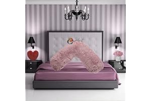 Comfort Collections V Shaped Teddy Cuddles V Pillow Case Soft Back Neck Nursing Pregnancy Support Warm Cosy Pillowcase COLOUR: BLUSH PINK