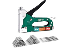 Sharp-tec 3-in-1 Staple Gun, Upholstery Staple Gun Kit with 3000 Staples, Staplers & Tackers with Quick-Jam Release for Wood, Cardboard, Crafts, DIY, Cable, Carpet (Green)