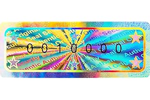 70 pcs - 3D Hologram Seal with Serial Number, Tamper Proof - 50 * 18mm, Silver - self-Adhesive Security Seal Sticker, Original & Guarantee Label, Void Label Sticker, Atairs