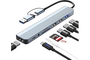 OBLLEMN Hub USB C 3.0, Adaptateur Multiport USB Hub 3.0 8 en 1 avec SD, TF, U-S-B 3.0, U-S-B 2.0, Ports Audio 3,5 mm, Hub USBC pour MacBook Air/Pro, Galaxy, iPad, Windows, etc