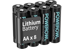POWEROWL AA Batteries, 1.5V Lithium Battery, Double A Battery - Pack of 8 (Not Rechargeable)