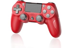 YCCTEAM Wireless Controller für Ps-4, Bluetooth Kabellos Game Kontroller für Ps-4/ Slim/Pro/PC (WIN 7/8/10) mit Doppelvibration/Touchpad/6-Achsen-Gyroskop/3,5 mm Audiobuchse- Rot