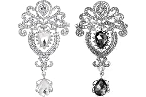 NYXSEAT 2 broszki, ekskluzywna broszka kryształowa, modna broszka diamentowa, brytyjska broszka damska, broszka ze szkła kryształowego (czarna, biała), jeden rozmiar, Metal