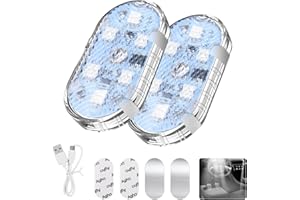 TALIFOCA 2 Pezzi Luce Notturna LED per Auto,Luci Led Interne Per RGB Auto,Led Auto Interni Senza Fili,Luce Touch a Led Regolabile Ricaricabile Usb Led Auto Per Auto Illuminazione Ambientale Interna