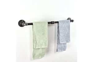 LINKPIPES Rohr Handtuch Bar Wand montiert Industriehandtuch Rack Halter Rustikale Heavy Duty Badezimmer Hardware (24 inch, Schwarz Grau)