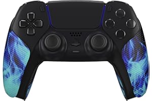 eXtremeRate PlayVital Grip Sticker do ps5 Kontrolera,Miękkie Gumowe Podkładki Uchwyty do ps5 Kontrolera,Antypoślizgowy Skin na Kontrolera do ps5-Niebieski Płomień