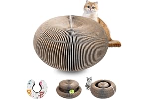 Lectorias Griffoir pour Chat, Grattoir Organ Cat Scratcher avec Jouet Balle Cloche, Scratching Board Griffoirs pour Chats Réglable Grattoirs, Pliable Carton Griffoire Planche à Gratter Magiq