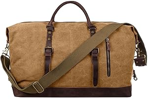 S-ZONE De Cuero para Hombre de la Lona Bolso de Viaje Travel Duffle Noche Fin de Semana Satchel Totes Bolsa Bolsos