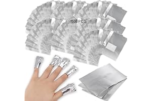 QULLMARTLE 500 Pcs Foil Nail Wraps,Nail Remover Foils,Nail Wraps,Nail Foils for Gel Nails,With Lint-Free Cotton PadsNail Foil Aluminium Wraps Remover for Fast & Gentle Soak Off Gel Polish Removing