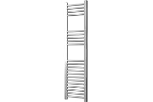 Greened House Chrome Straight Heated Towel Rail 300mm wide x 1200mm high Flat Central Heating Towel Radiator