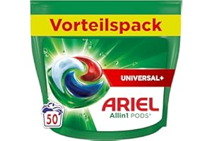 ‎ARIEL Ariel Waschmittel Pods All-in-1, Flüssigwaschmittel Kapseln 50 Waschladungen, Universal+, Kraftvolle Fleckentfernung ab der 1. Wäsche