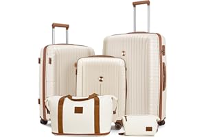 Joyway Set de Valises, 5 PCS Ensemble Trolley de Voyage - 20/24/28 Pouces, Valise Cabine en PP, avec Serrure TSA et Roues Multi-Angles Spinner, Incluant 1 Trousse de Toilette et 1 Sac