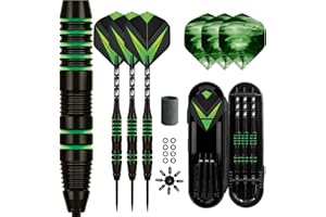 Lavishio Dart Metallspitzen Set 3 Aluminium Dartschäfte Stahlspitzen Dart Set Professionelle Darts Stahlspitzen Set + Extra 3 Dartflights 3 Ersatz Plastikschäfte