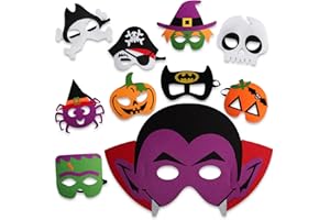 Gxhong Masques de Déguisement pour Enfants, 10pcs Masque de fête Halloween, Masque de Feutre, Masque de Cosplay pour Enfants, Masque Enfant Déguisement, pour Halloween Mascarade Décoration