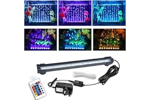 OSATNB Aquarium air Bubble Light, RGB LED Fish Tank Light Tube with 16 Colors 4 Modes, Remote Control IP68 Submersible LED Aquarium Lamp with for Turtle Tank, Betta, Shrimp (18CM -16 Colors 4 Modes)