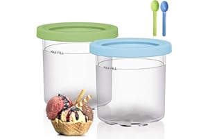 kyaoayo Reusable Creami Behälter, BPA-frei Creami Tubs für Ninja Creami, Creami Pint Containers, Speiseeis für Ninja Eismaschine Maschine Zubehör spülmaschinenfest, für NC301 NC300 NC299AMZ (2)
