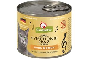 GranataPet Symphonie No.7 Lot de 6 sachets de nourriture pour chat au poulet et au poisson sans céréales ni sucre ajoutés - Filet en gelée naturelle - Nourriture humide délicate pour chats - 6 x 200 g