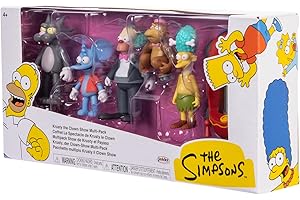 The Simpsons - JAKKS Pacific - Pack de 2 Figurines Articulées Krusty Le Clown et Accessoires - Taille 6,5 cm - Licence Officielle de la Série TV - Jouet de Collection pour Fans des Simpson