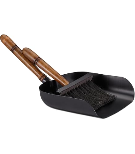 Pelle Métallique Robuste Ramasse-Poussière Pour Cheminée Et Barbecue - 40x23cm - Manche Bois Ergonomique