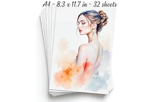 ZENO 32 Fogli Carta Acquerello A4 - Carta per acquerello 140lb/300gsm - 100% polpa di cotone - Forniture d'arte per bambini e adulti - Per pittura, schizzi d'artista, disegno a mano libera