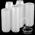 ZEONHEI 200 PCS 2oz Clear Sauce Pots with Lids, Plastic Round Hinged Takeaway Sauce Pots for Ketchup Dips Crafts Restaurants Packaging