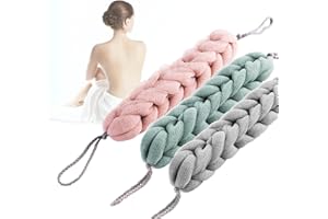 Osuter 3PCS Eponge Loofah Exfoliante Doux Maille fine Fleur de Douche Long Couleur Éponge pour Bain Durable Brosse de Douche pour les Femmes et Hommes