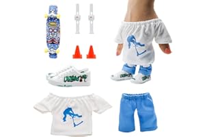 Morofme Mini-Fingerspielzeug-Set, Finger-Skateboards, Spielzeug, Fingerschuhe, Fingerspitzen, Fingerhosen, Finger-Knieschützer für Graffiti-Griffbrett für Kinder und Erwachsene