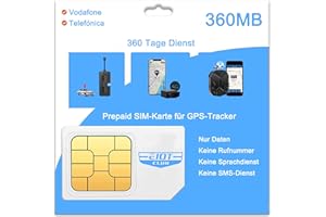 EIOTCLUB Prepaid SIM Card without Contract, 360-Day Service for GPS Tracker, Compatible with Vodafone & Telefónica Network, Data Only, No Call or SMS Service