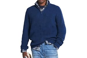 JUNEYOU Herren-Pullover aus Kaschmir, Business-Casual-Reißverschluss, Basic-Pullover, 1/4-Reißverschluss, Stehkragen, Polo-Pullover