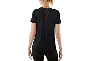 Gyabnw Maglietta Sportiva Donna Camicia Palestra Donna Manica Corta Scollo a V Elastico Indietro in Rete Traspirante Top Fitness Yoga Corsa Danza