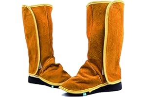 OUITBLE Ghette per Saldatura in Pelle, 1 Paio Protezioni per Scarpe per Saldatore, Copri Stivali di Sicurezza per Saldatura, Ghette Protettive per Scarpe da Lavoro per Saldatore