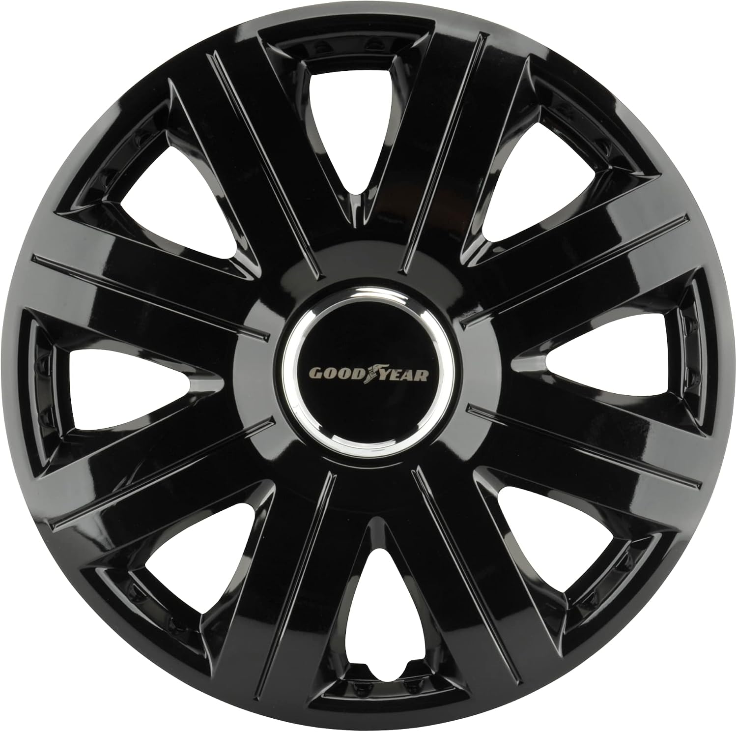 Goodyear 75507 Wheel Covers Clip 15 Inch, Black/ Silver, Set of 4