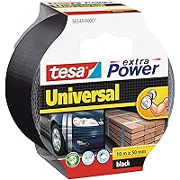 tesa Extra Power Universal Gewebeband (Wetterfestes Reparaturband, 10 m x 50 mm), schwarz, 932575