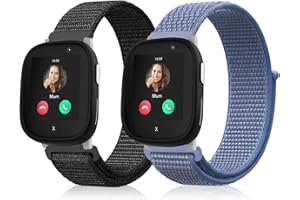 SeNool [2-Stück Kids Smartwatch Armband für Xplora X6 Play, Weich Ersatzriemen Mädchen Jungen Nylon Uhrenarmbänder Ersatzband Sport Watch Band für Xplora X6 Play - Schwarz + Blau