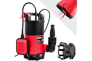 Belko® HydroFlat Vario Eco 400W Schmutzwasserpumpe – Flachsaugend bis 1 mm, 8.000 l/h Förderleistung, Integrierter Schwimmerschalter, Flexibler Kombinippel-Anschluss für Haus & Garten