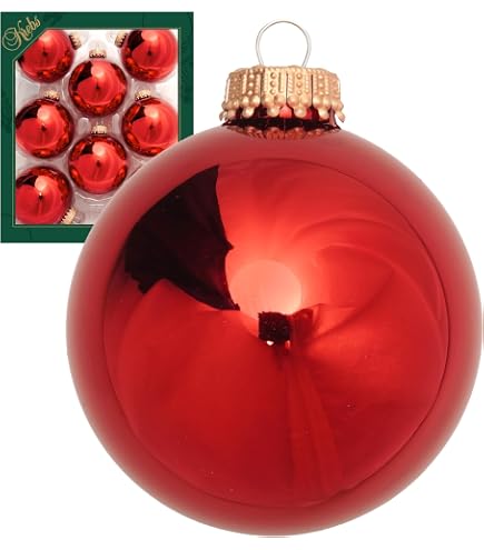 Krebs Glas Lauscha - Decorazioni natalizie palline cristallo argento satinato 7 cm - Quantità: 8 pezzi