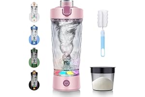 SOARFLY Shaker electrique 650 ml shaker electrique proteine avec compartiment à poudre, shaker electrique usb bouteille shaker de protéines sans BPA, shaker éléctrique pour poudre de potéine, rose