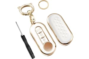 BOUGPENG Cover Guscio Chiave Silicone Compatibile con Fiat 500X 500 500L Ducato Doblo Panda Punto Lancia Delta Bravo Fiorino Qubo Scudo Stilo 3 Tasti Telecomando Auto Portachiavi Custodia Coprichiave Bianco