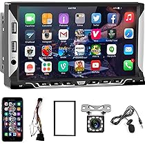 Autoradio Android 1 Din Con Schermo 7 Pollici Wireless Carplay E Android Auto - 2GB/32GB, Bluetooth, WiFi, GPS + Telecamera Posteriore