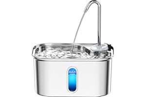 PETLIPO Stainless Steel Cat Water Fountain for Drinking with 6-Layer Filter, 2.5L 88oz 304 Stainless Cat Fountain High Faucet Style & Soft Flow, Metal Pet Water Fountain BPA-Free 20dB Ultra Silent