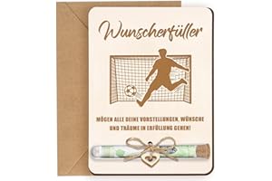 GLUCKGESCHENK Wunscherfüller Geldgeschenk - Fussball Geschenke Jungen Geldgeschenke Verpackung Geburtstag, Kommunion, Konfirmation, Firmung, Jugendweihe, Weihnachten, Wunschgutschein Fußball Geschenke für Jungs