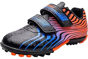 Saekeke Scarpe da Calcio TF Ragazzi & Ragazze Doppio Velcro Basso Leggero Antiscivolo Erba Sintetica Scarpe Sportive per Unisex-Bambini StreamⅠ